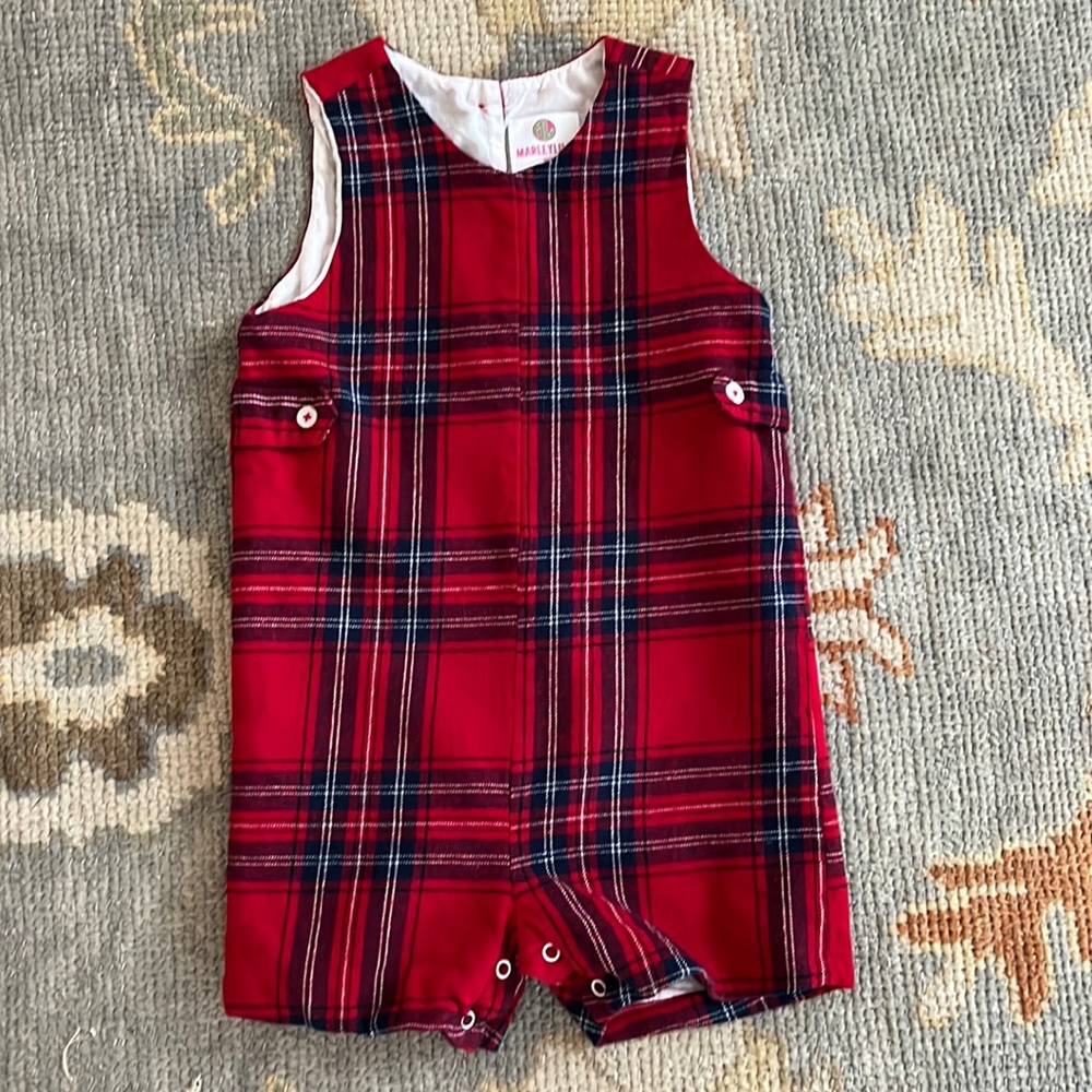 Marleylilly red plaid Jon Jon- pristine